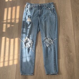 Old Navy Higher High Rise OG Straight Distressed Light Blue Ankle Jeans